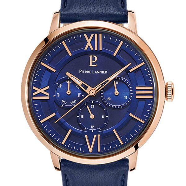 Pierre Lannier Men’s Capital Rose Gold Blue Leather Chronograph 254C466